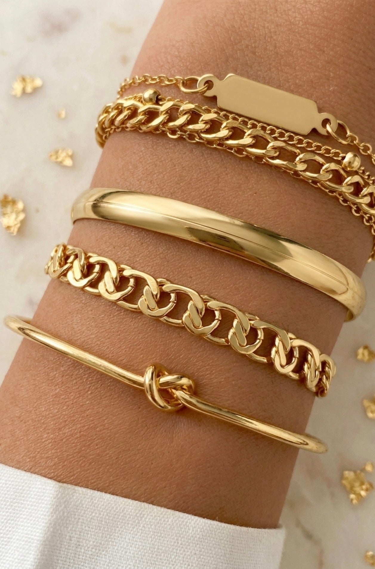 Juego de Pulseras de Cadena de Metal de 4 Piezas